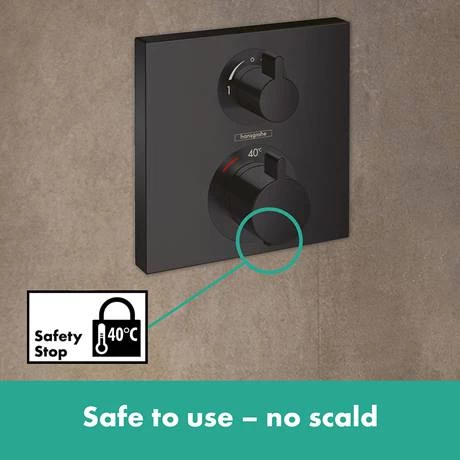 Hansgrohe Ecostat Square Thermostat 2 Function Concealed Finish Set - Matt Black - 15714670 4 Hansgrohe Ecostat Square Thermostat 2 Function Concealed Finish Set - Matt Black - 15714670 - Image 2