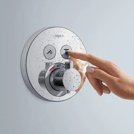 Hansgrohe ShowerSelect S Thermostatic Mixer for Concealed Installation for 2 Outlets - Chrome - 15743000 4 Hansgrohe ShowerSelect S Thermostatic Mixer for Concealed Installation for 2 Outlets - Chrome - 15743000 - Image 2