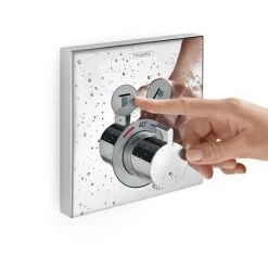 Hansgrohe ShowerSelect Thermostatic Mixer for Concealed Installation for 2 Outlets - Chrome - 15763000 -Showers Shop 15763000 D3 460