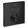 Hansgrohe ShowerSelect Thermostatic Mixer for Concealed Installation for 2 Outlets - Matt Black - 15763670 -Showers Shop 15763670 P