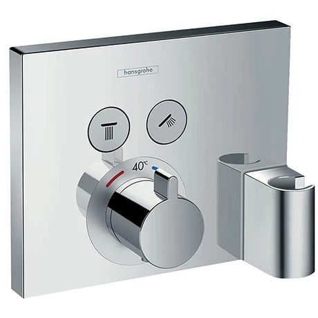 Hansgrohe ShowerSelect Thermostatic Mixer for Concealed Installation for 2 Outlets with Hose Connection and Shower Holder- 15765000 3 Hansgrohe ShowerSelect Thermostatic Mixer for Concealed Installation for 2 Outlets with Hose Connection and Shower Holder- 15765000