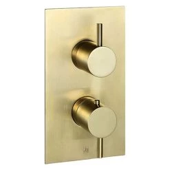 JTP Vos Brushed Brass Single Outlet Thermostatic Concealed Shower Valve