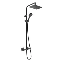 Hansgrohe Vernis Shape EcoSmart Showerpipe 230 Thermostatic Shower Mixer - Matt Black - 26097670