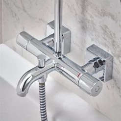 Hansgrohe Vernis Shape EcoSmart Showerpipe 230 Thermostatic Bath Shower Mixer - 26098000 12 Hansgrohe Vernis Shape EcoSmart Showerpipe 230 Thermostatic Bath Shower Mixer - 26098000 -Showers Shop 26098000.ai4 460