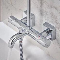 Hansgrohe Vernis Shape Showerpipe 230 Thermostatic Bath Shower Mixer - 26284000 -Showers Shop 26284000.ai3 460