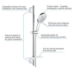 Grohe Rainshower SmartActive 130 Shower Slider Rail Kit - 26575000 -Showers Shop 26575000 D1 460