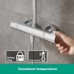 Hansgrohe Crometta S Showerpipe 240 Thermostatic Shower Mixer - 27267000 -Showers Shop 27267000 D8N 460