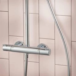 Hansgrohe Crometta E EcoSmart Showerpipe 240 Thermostatic Shower Mixer - 27281000 12 Hansgrohe Crometta E EcoSmart Showerpipe 240 Thermostatic Shower Mixer - 27281000 -Showers Shop 27281000.ai2 460