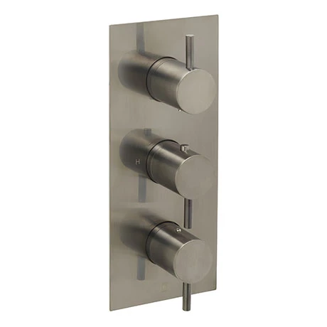 JTP Vos Brushed Black Triple Outlet Thermostatic Concealed Shower Valve Vertical 3 JTP Vos Brushed Black Triple Outlet Thermostatic Concealed Shower Valve Vertical