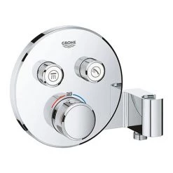 Grohe Grohtherm SmartControl Thermostat Round 2 Outlet Concealed Mixer Trim with Integrated Shower Holder - 29120000