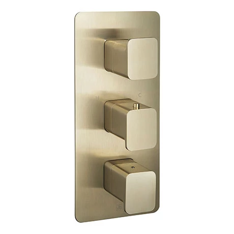 JTP Hix Brushed Brass Twin Outlet Thermostatic Concealed Shower Valve Vertical 3 JTP Hix Brushed Brass Twin Outlet Thermostatic Concealed Shower Valve Vertical
