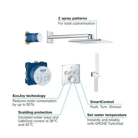 Grohe Grohtherm SmartControl Square Perfect Shower Set with Rainshower 310 SmartActive - 34706000 6 Grohe Grohtherm SmartControl Square Perfect Shower Set with Rainshower 310 SmartActive - 34706000 - Image 4