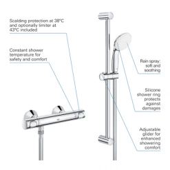 Grohe Precision Flow Thermostatic Shower Mixer 1/2" with Shower Set for Low Pressure - 34807000 -Showers Shop 34807000 D2 460