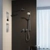 Keuco Ixmo Round Thermostatic Shower System with Head + Slide Rail Kit - Chrome -Showers Shop 59605010001 P