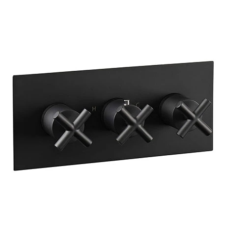 JTP Solex Matt Black Twin Outlet Thermostatic Concealed Shower Valve Horizontal 3 JTP Solex Matt Black Twin Outlet Thermostatic Concealed Shower Valve Horizontal