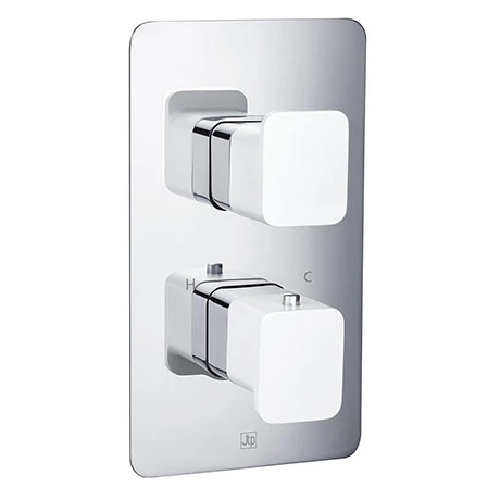JTP Axel Twin Outlet Thermostatic Concealed Shower Valve with Matt White Handles 3 JTP Axel Twin Outlet Thermostatic Concealed Shower Valve with Matt White Handles