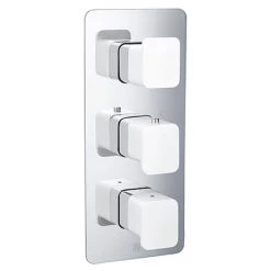 JTP Axel Twin Outlet Thermostatic Concealed Shower Valve Vertical with Matt White Handles