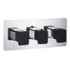 JTP Axel Triple Outlet Thermostatic Concealed Shower Valve Horizontal with Matt Black Handles -Showers Shop 74693MBH P
