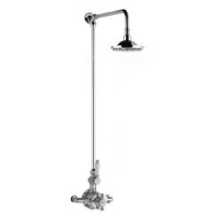 Hudson Reed Traditional Twin Valve with Rigid Riser Kit & Shower Rose - Chrome -Showers Shop A3099 A3600 d1 460