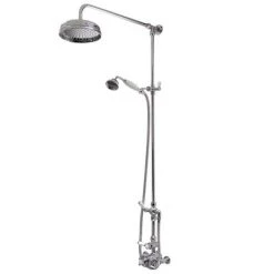 Hudson Reed Twin Shower Valve with Victorian Grand Rigid Riser Kit - Chrome -Showers Shop A3099 AM312 new d12 375