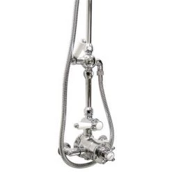 Hudson Reed Twin Shower Valve with Victorian Grand Rigid Riser Kit - Chrome -Showers Shop A3099 AM312 new d22 375