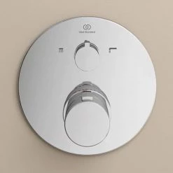 Ideal Standard Ceratherm T100 Chrome Built-In Thermostatic 2 Outlet Round Shower Mixer + Easybox -Showers Shop A5814AA A1000NU D3 460