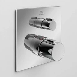 Ideal Standard Ceratherm C100 Chrome Built-In Thermostatic 1 Outlet Square Shower Mixer + Easybox 8 Ideal Standard Ceratherm C100 Chrome Built-In Thermostatic 1 Outlet Square Shower Mixer + Easybox -Showers Shop A6956AA A1000NU D2 460