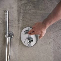 Ideal Standard Ceratherm Navigo Chrome Built-In Thermostatic 2 Outlet Round Shower Mixer + Easybox -Showers Shop A7296AA A1000NU D3 460