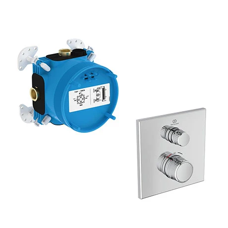 Ideal Standard Ceratherm Navigo Chrome Built-In Thermostatic 1 Outlet Square Shower Mixer + Easybox 3 Ideal Standard Ceratherm Navigo Chrome Built-In Thermostatic 1 Outlet Square Shower Mixer + Easybox