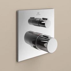 Ideal Standard Ceratherm T100 Chrome Built-In Thermostatic 2 Outlet Square Shower Mixer + Easybox -Showers Shop A7522AA A1000NU D2 460