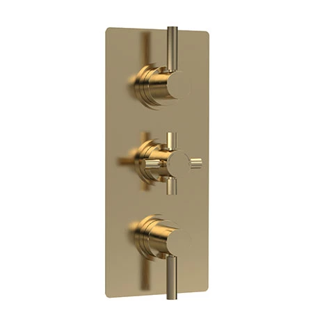 Hudson Reed Tec Pura Plus Triple Concealed Thermostatic Shower Valve - Brushed Brass - A8003 3 Hudson Reed Tec Pura Plus Triple Concealed Thermostatic Shower Valve - Brushed Brass - A8003