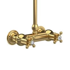 Hudson Reed Brushed Brass Thermostatic Shower Valve with Rigid Riser & Fixed Head - A8118 -Showers Shop A8118 D1 460
