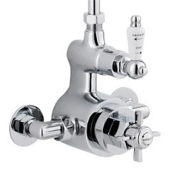 Traditional Twin Exposed Shower Valve & Rigid Riser Kit w 4" Apron Fixed Shower -Showers Shop AG302 JTY027 new d2 375