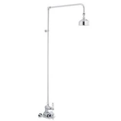 Traditional Twin Exposed Shower Valve & Rigid Riser Kit w 4" Apron Fixed Shower -Showers Shop AG302 JTY027 nw d1 375
