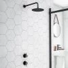 Arezzo Matt Black Concealed Individual Stop Tap + Thermostatic Control Valve with 200mm Shower Head -Showers Shop ARZ ISV PK1 new p