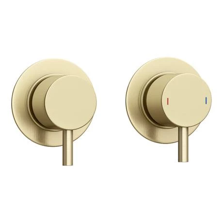 Arezzo Brushed Brass Concealed Individual Stop Tap + Thermostatic Control Valve with Ceiling Mounted Shower Head 6 Arezzo Brushed Brass Concealed Individual Stop Tap + Thermostatic Control Valve with Ceiling Mounted Shower Head - Image 4