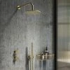 Arezzo Brushed Brass Concealed Individual Diverter + Thermostatic Control Valve with Handset + Wall Mounted Shower Head -Showers Shop ARZB ISV PK4 n p