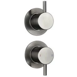 Arezzo Gunmetal Grey Concealed Individual Stop Tap + Thermostatic Control Valve with Wall Mounted Shower Head 8 Arezzo Gunmetal Grey Concealed Individual Stop Tap + Thermostatic Control Valve with Wall Mounted Shower Head -Showers Shop ARZGM ISV PK3 d1 460