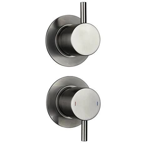 Arezzo Gunmetal Grey Concealed Individual Stop Tap + Thermostatic Control Valve with Wall Mounted Shower Head 4 Arezzo Gunmetal Grey Concealed Individual Stop Tap + Thermostatic Control Valve with Wall Mounted Shower Head - Image 2