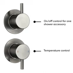 Arezzo Gunmetal Grey Concealed Individual Stop Tap + Thermostatic Control Valve with Wall Mounted Shower Head 11 Arezzo Gunmetal Grey Concealed Individual Stop Tap + Thermostatic Control Valve with Wall Mounted Shower Head -Showers Shop ARZGM ISV PK3 d4 460