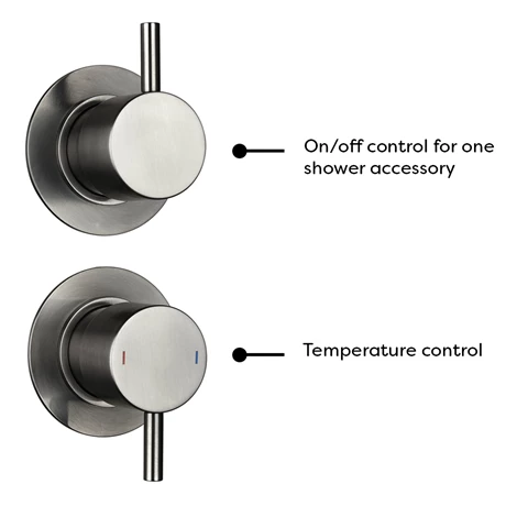Arezzo Gunmetal Grey Concealed Individual Stop Tap + Thermostatic Control Valve with Wall Mounted Shower Head 7 Arezzo Gunmetal Grey Concealed Individual Stop Tap + Thermostatic Control Valve with Wall Mounted Shower Head - Image 5