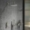 Arezzo Gunmetal Grey Concealed Individual Diverter + Thermostatic Control Valve with Handset + Wall Mounted Shower Head -Showers Shop ARZGM ISV PK4 n p