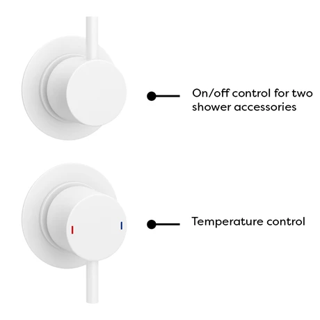 Arezzo Matt White Concealed Individual Diverter + Thermostatic Control Valve with Handset + Wall Mounted Shower Head 8 Arezzo Matt White Concealed Individual Diverter + Thermostatic Control Valve with Handset + Wall Mounted Shower Head - Image 6