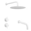 Arezzo Matt White Shower Set (Fixed Round Shower Head + Bath Spout) 1 Arezzo Matt White Shower Set (Fixed Round Shower Head + Bath Spout) -Showers Shop ARZMW4 P