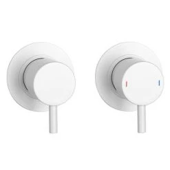 Arezzo Matt White Concealed Individual Stop Tap + Thermostatic Control Valve with Wall Mounted Shower Head -Showers Shop ARZW ISV PK3 d3 460