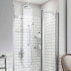 Burlington Avon Thermostatic Two Outlet Exposed Shower Valve, Rigid Riser & Kit with Fixed Head -Showers Shop AVON2 d1 460