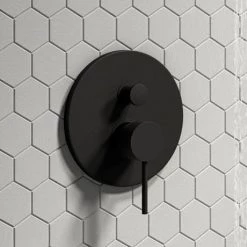 Arezzo Matt Black Round Concealed Manual Shower Valve with Diverter 10 Arezzo Matt Black Round Concealed Manual Shower Valve with Diverter -Showers Shop AZ MSVD d3 460