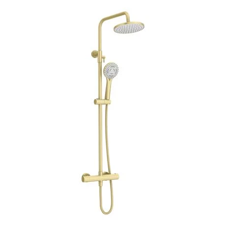 Arezzo Round Thermostatic Shower - Brushed Brass 4 Arezzo Round Thermostatic Shower - Brushed Brass - Image 2