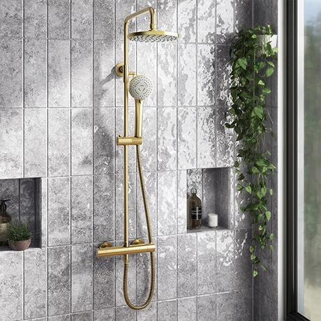 Arezzo Round Thermostatic Shower - Brushed Brass 3 Arezzo Round Thermostatic Shower - Brushed Brass