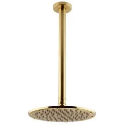 Arezzo Brushed Brass Round Thermostatic Shower Pack with Ceiling Mounted Head + Handset 10 Arezzo Brushed Brass Round Thermostatic Shower Pack with Ceiling Mounted Head + Handset -Showers Shop AZBBSPK3 detail1 460